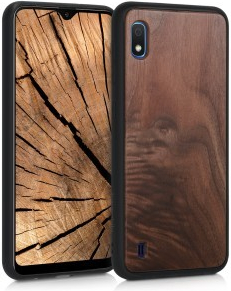 Etui za zadnjo stran telefona v imitaciji lesa.