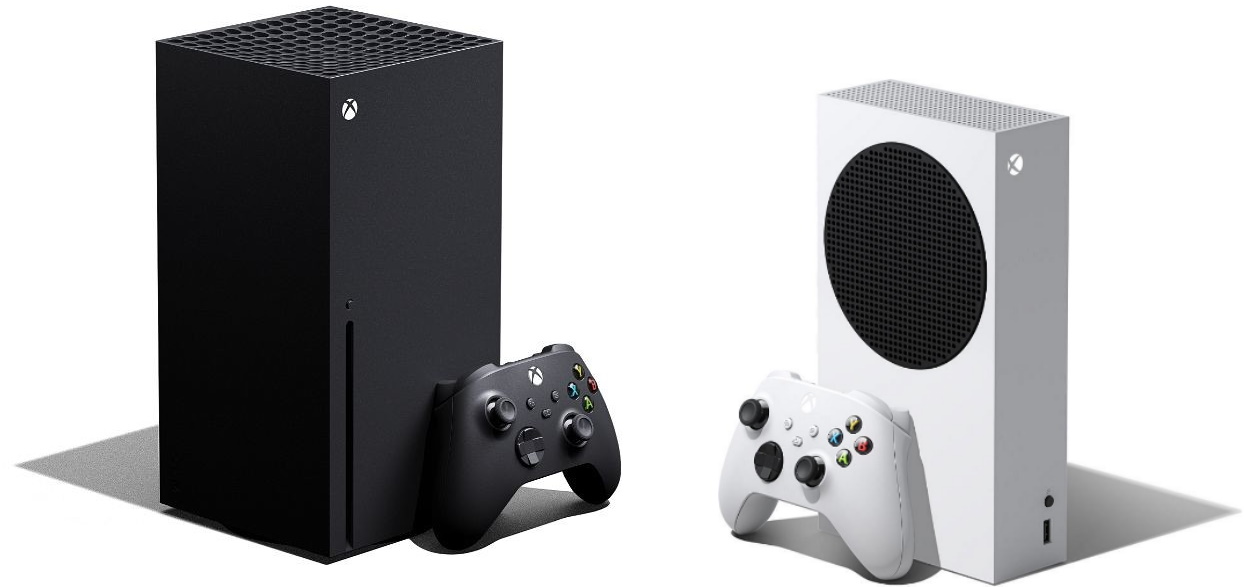 Xbox igralna konzola, črna na levi, bela na desni